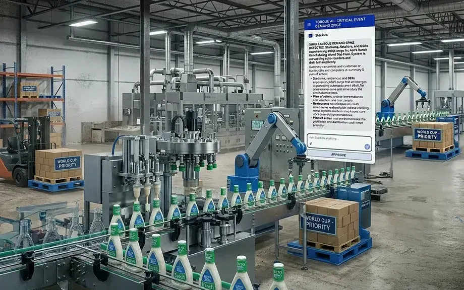 A food and beverage manufacturer — the bottling line running a summer surge